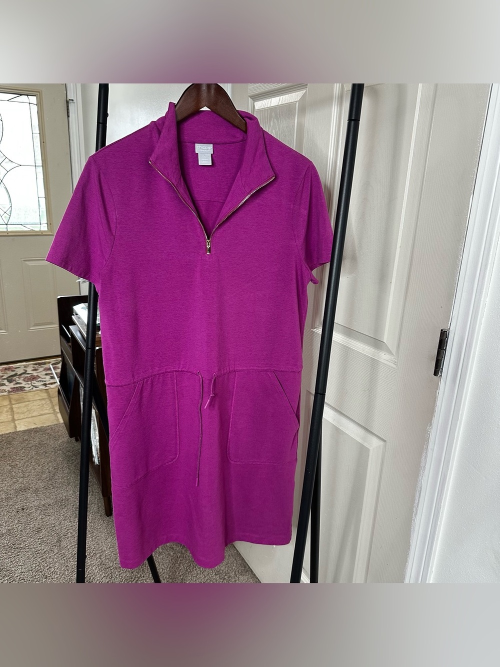 Chico's Magenta Zip-Front Casual Dress 🛞